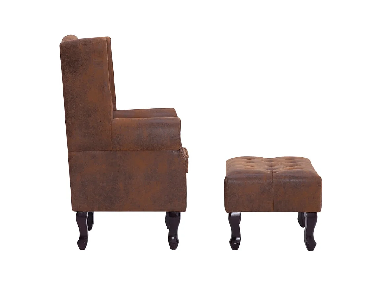 Fauteuil Chesterfield et repose-pieds Marron Similicuir daim
