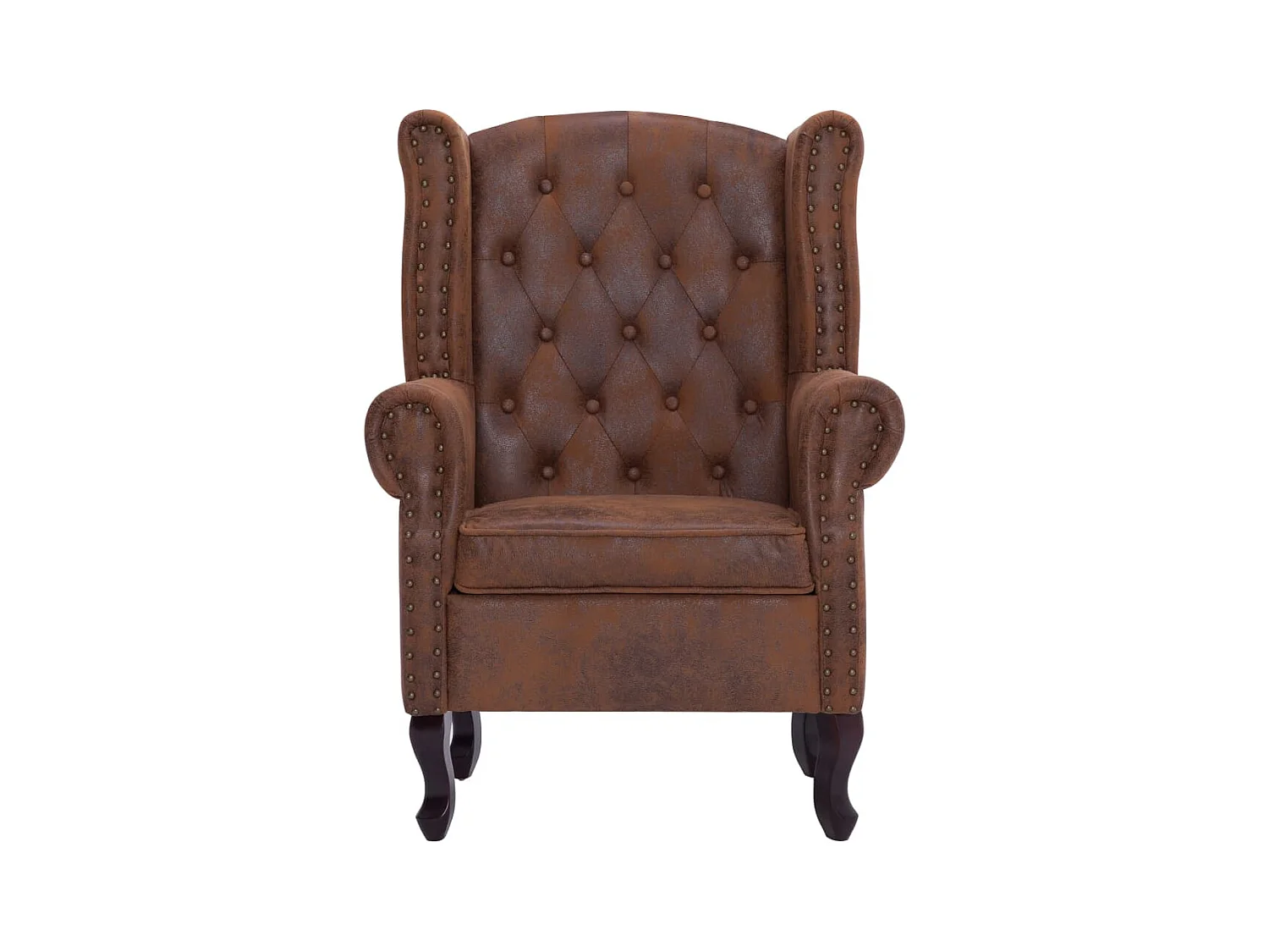 Fauteuil Chesterfield et repose-pieds Marron Similicuir daim