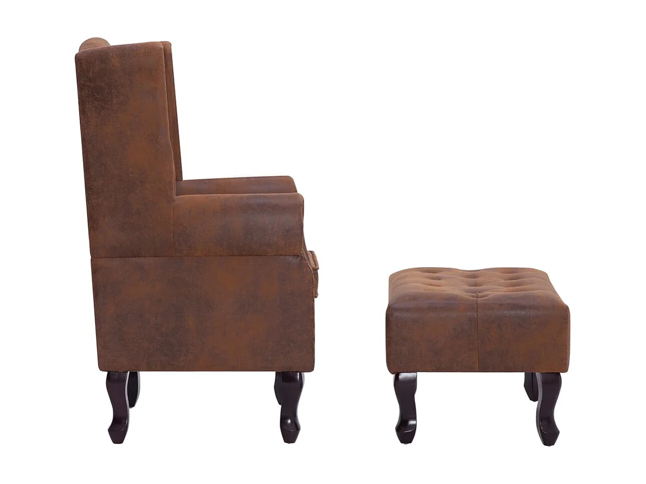 Fauteuil Chesterfield et repose-pieds Marron Similicuir daim