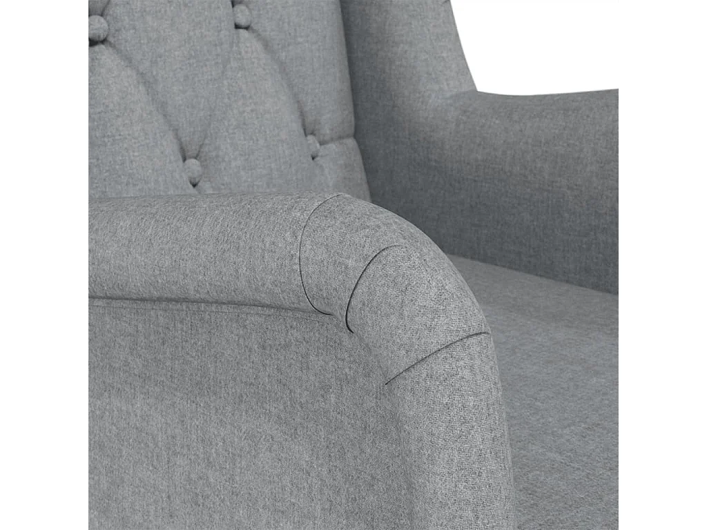 Fauteuil avec pieds à bascule en bois d'hévéa Gris clair Tissu