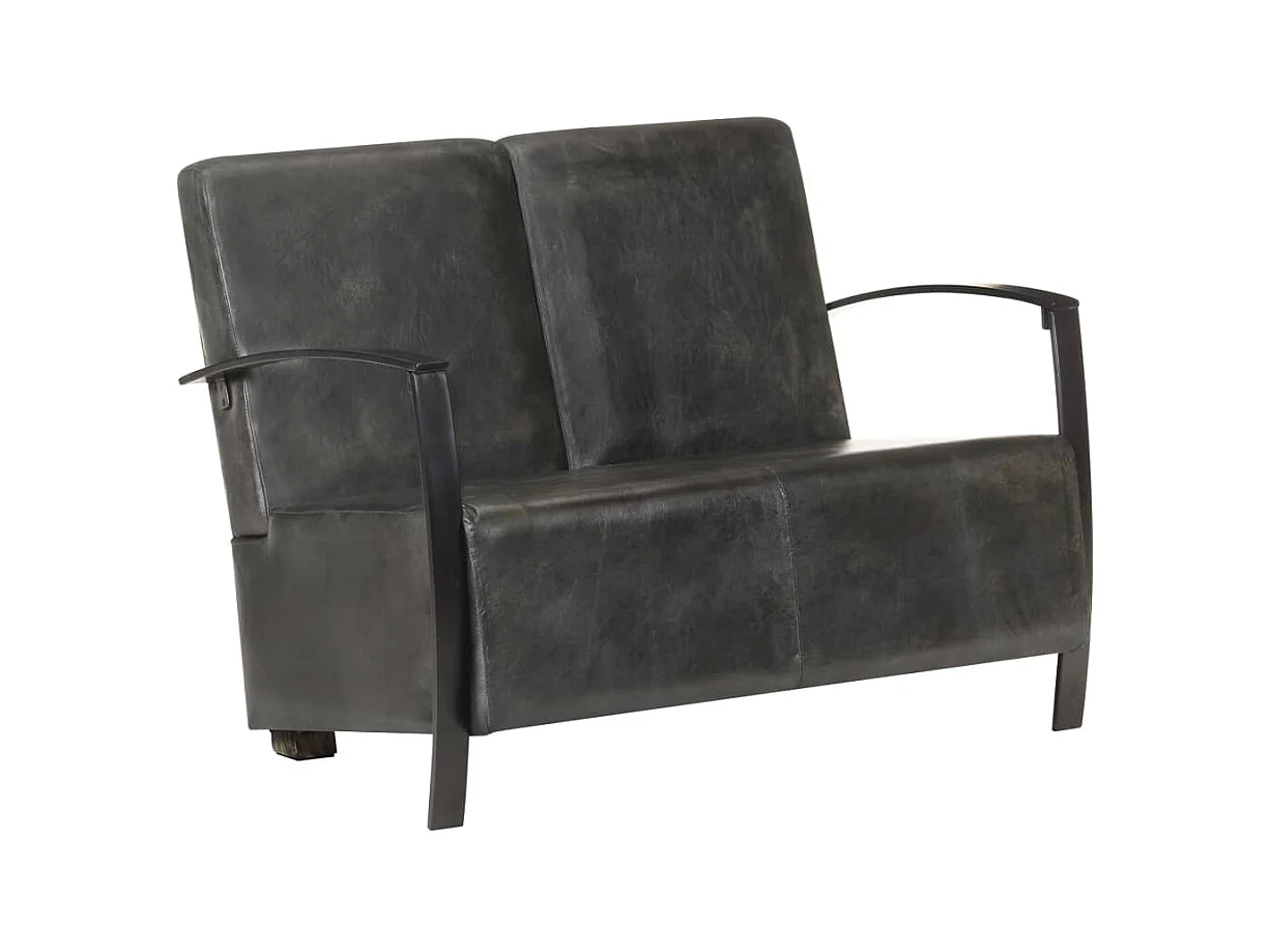 Fauteuil à 2 places Gris Cuir véritable