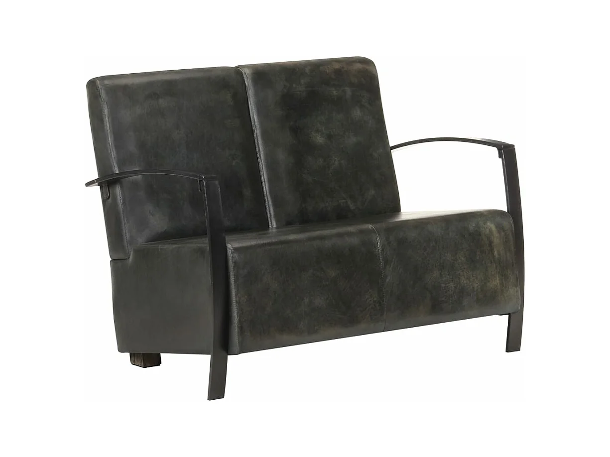 Fauteuil à 2 places Gris Cuir véritable