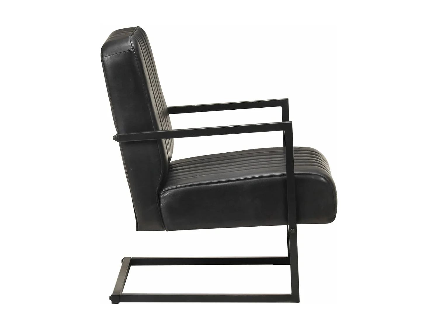 Fauteuil cantilever Noir Cuir véritable