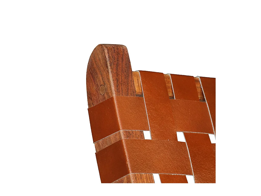 Fauteuil pliable Bandes croisées Marron Cuir véritable