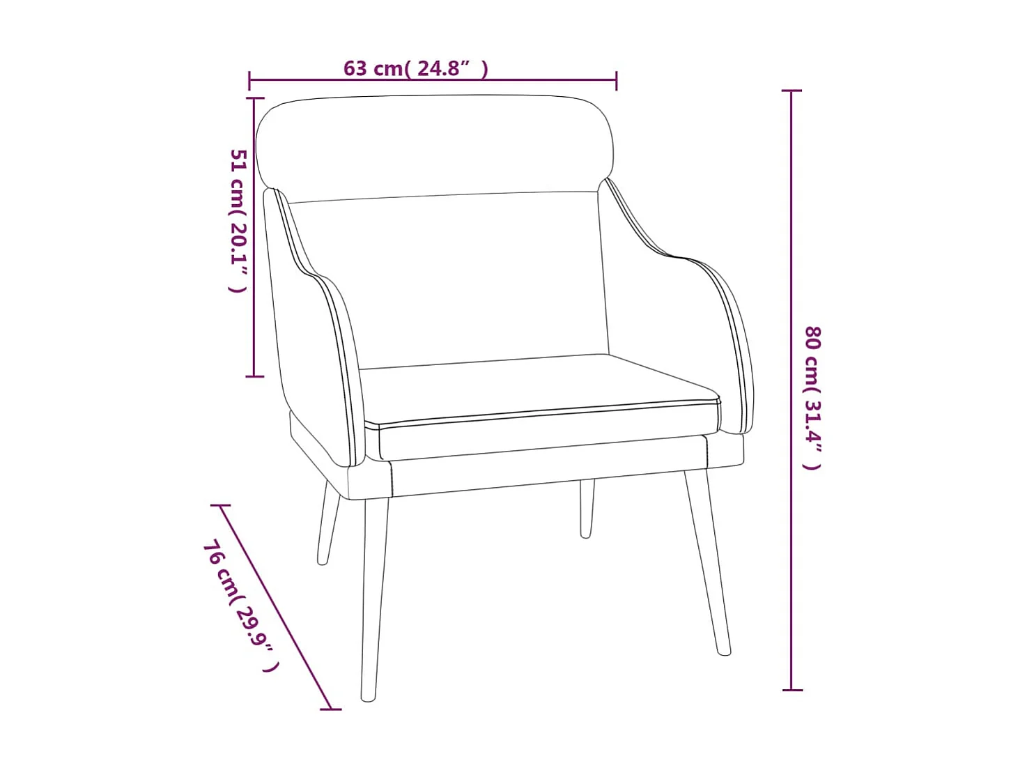 Fauteuil Jaune 63x76x80 cm Velours