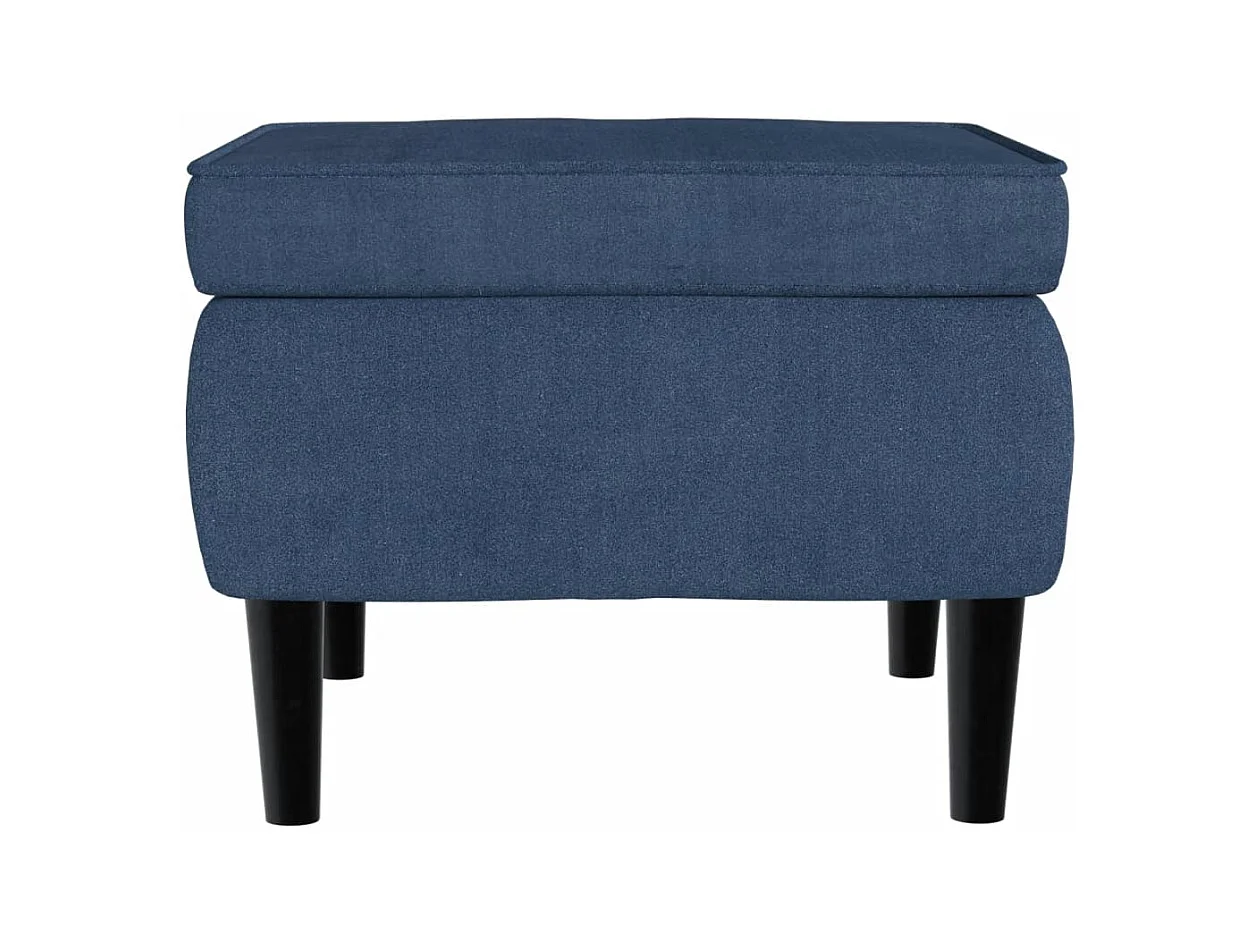 Fauteuil à oreilles avec tabouret bleu velours