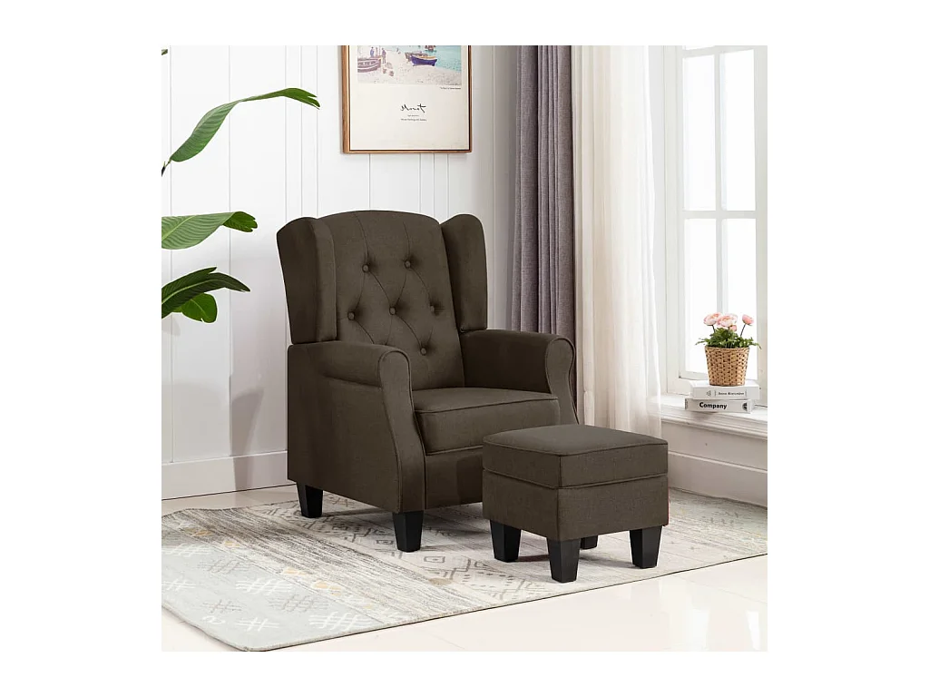 Fauteuil avec repose-pied Marron Tissu