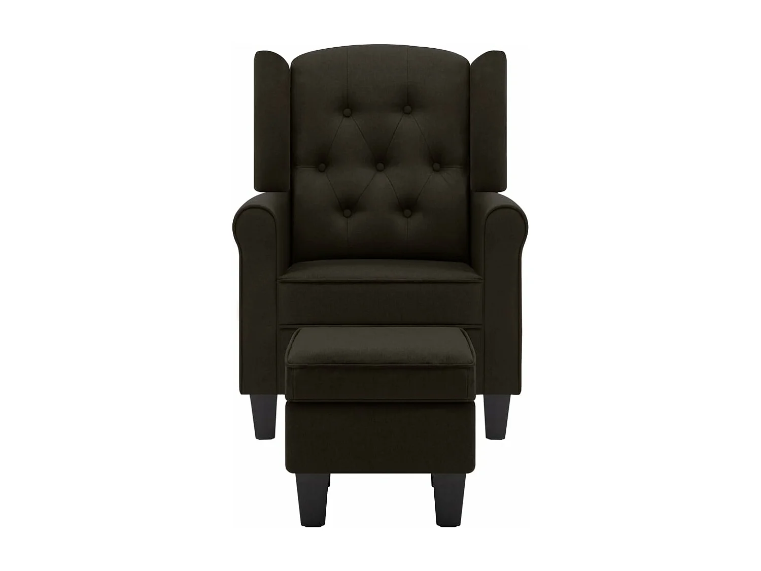 Fauteuil avec repose-pied Marron foncé Tissu