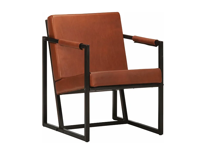 Sillón de cuero auténtico marrón