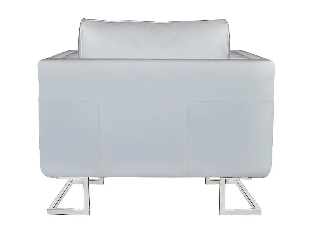 Fauteuil met verchroomde poten kubus kunstleer wit