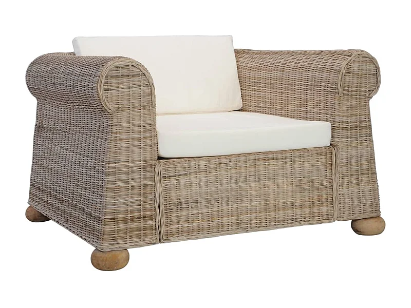 Sillón con cojines ratán natural