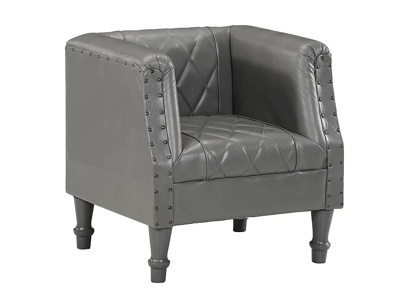 Fauteuil Gris Cuir véritable de chèvre