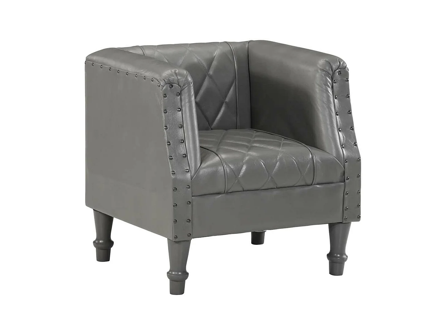 Fauteuil Gris Cuir véritable de chèvre