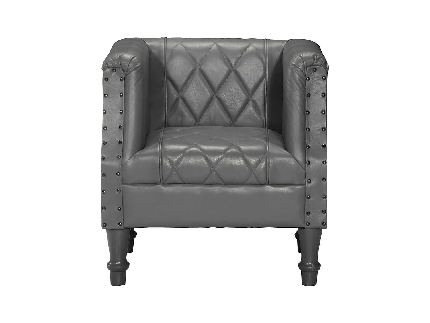Fauteuil Gris Cuir véritable de chèvre