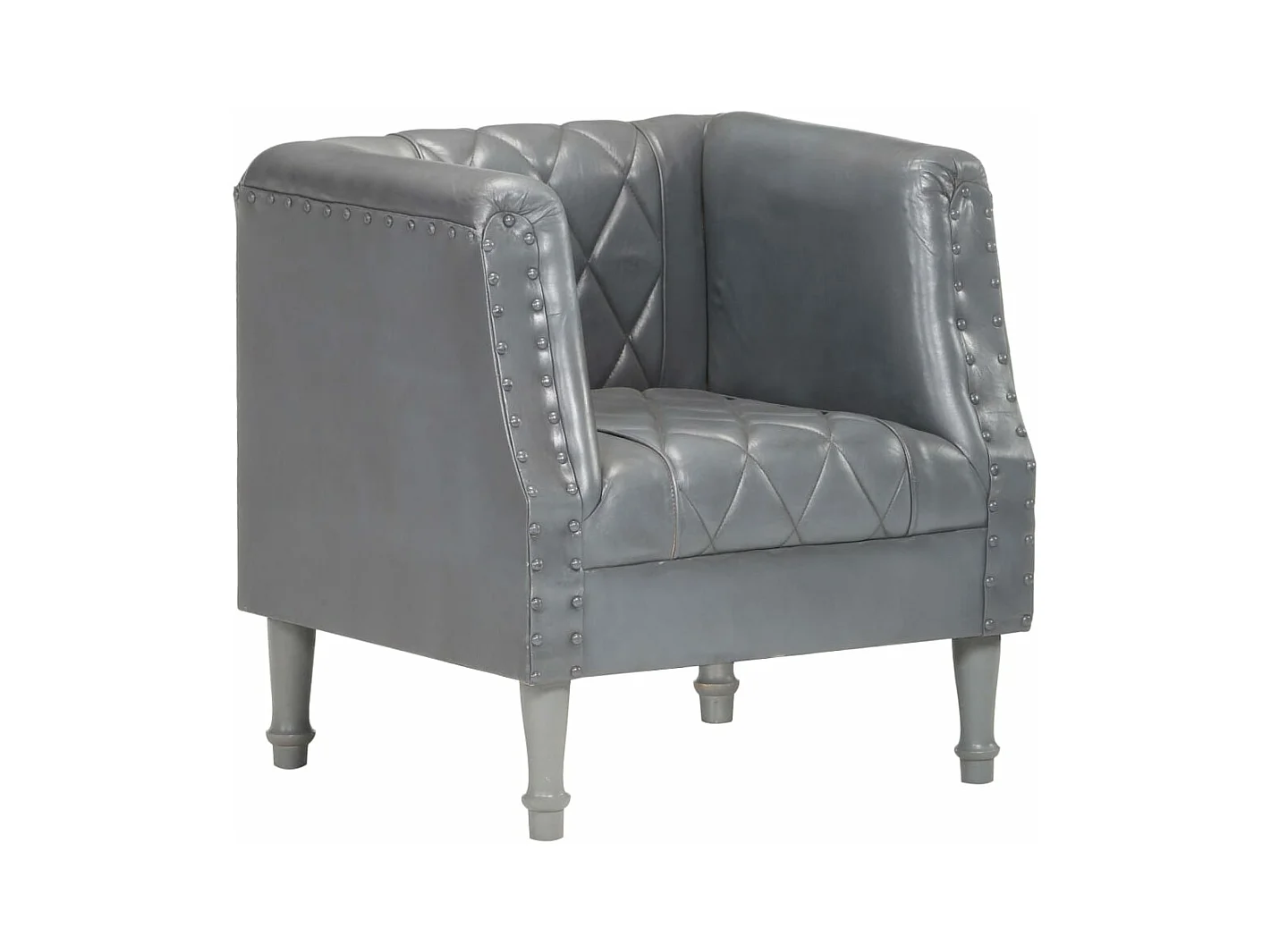 Fauteuil Gris Cuir véritable de chèvre