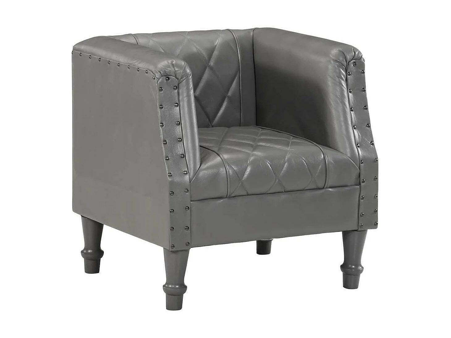 Fauteuil Gris Cuir véritable de chèvre