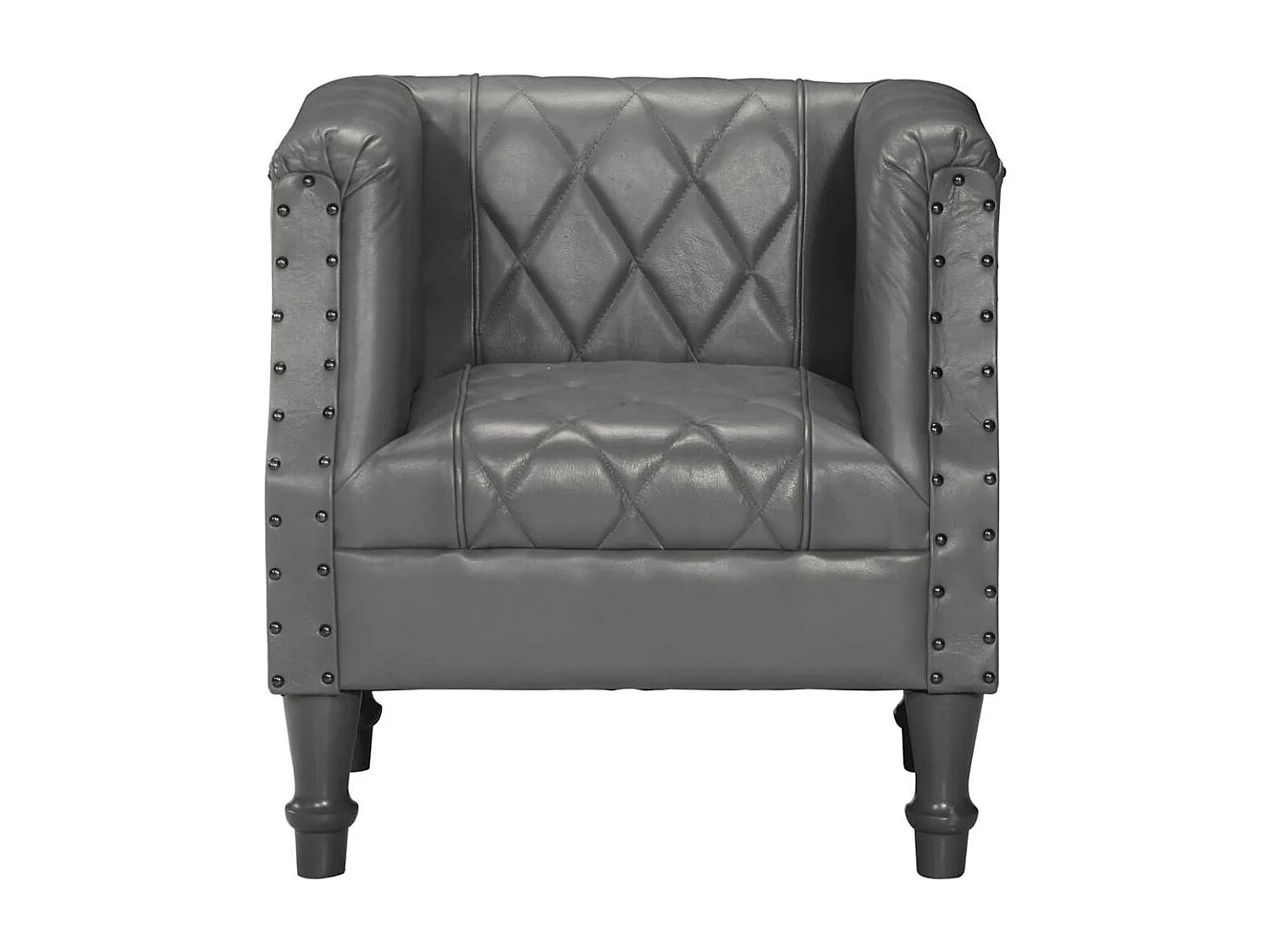 Fauteuil Gris Cuir véritable de chèvre