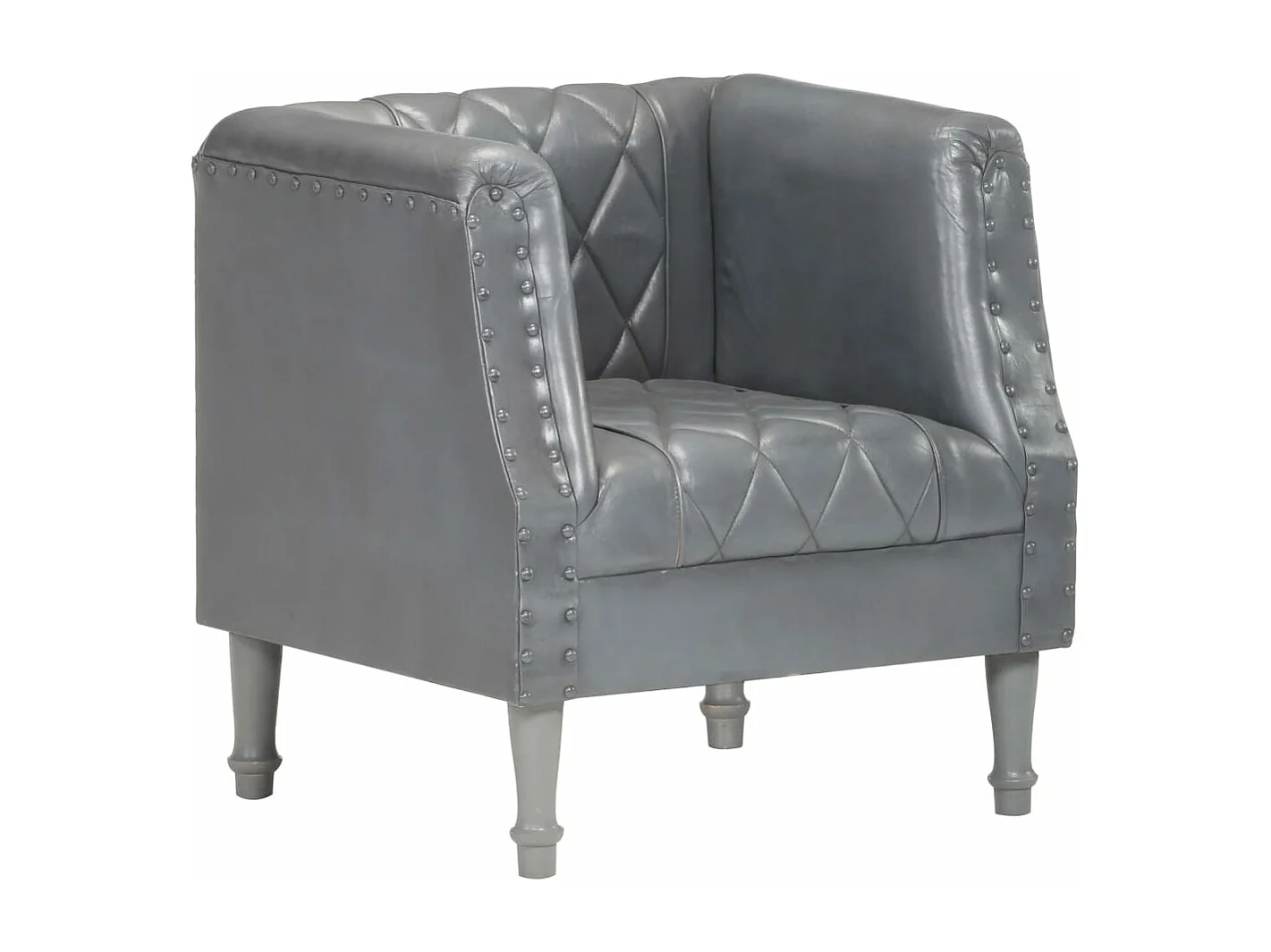 Fauteuil Gris Cuir véritable de chèvre