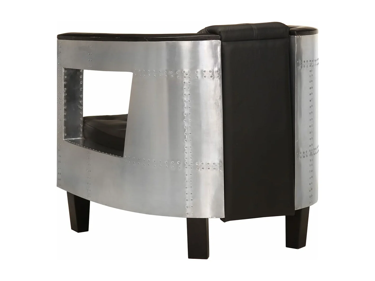 Fauteuil luchtvaartstijl echt leer zwart