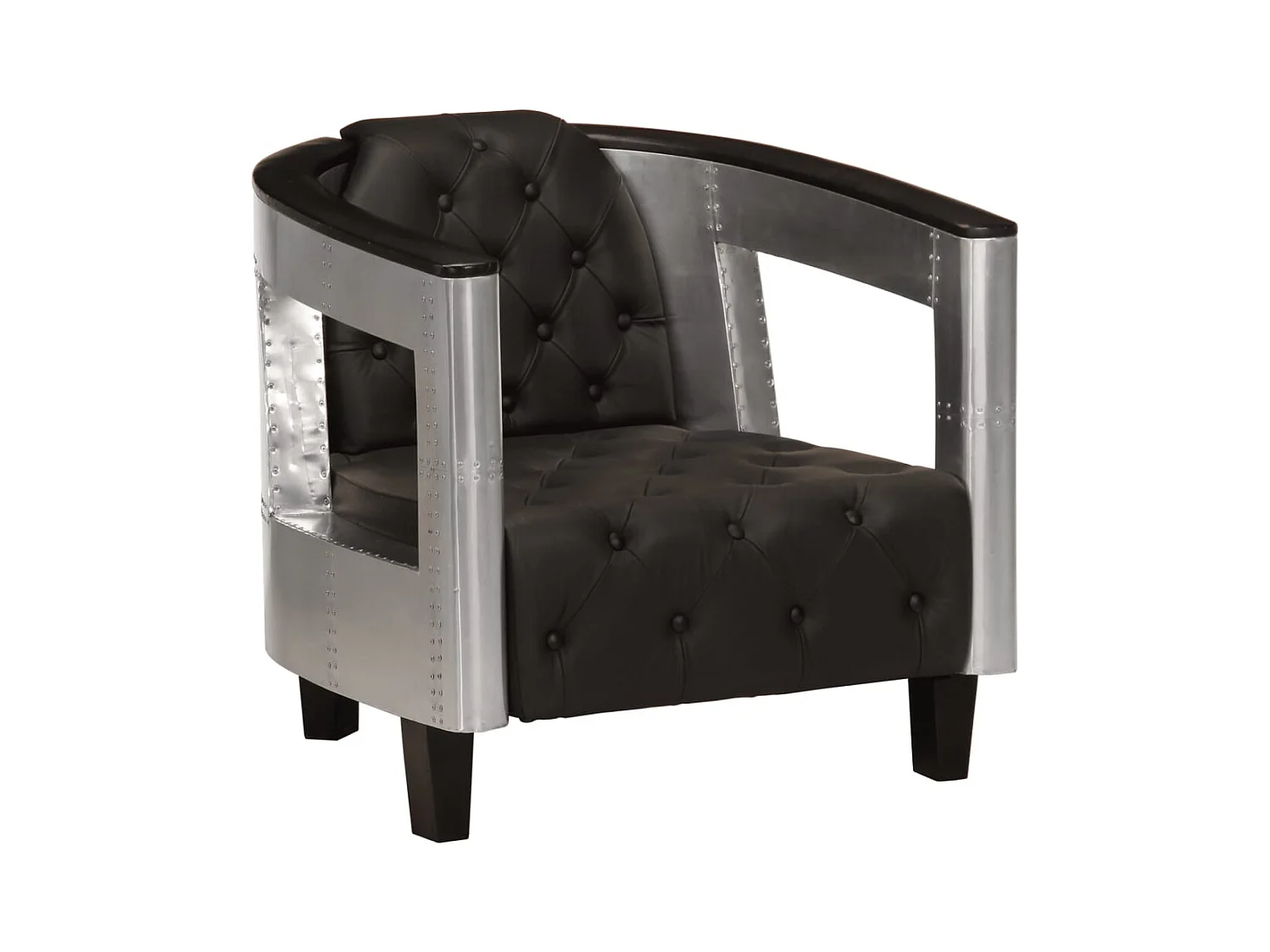 Fauteuil en style d'aviation Noir Cuir véritable