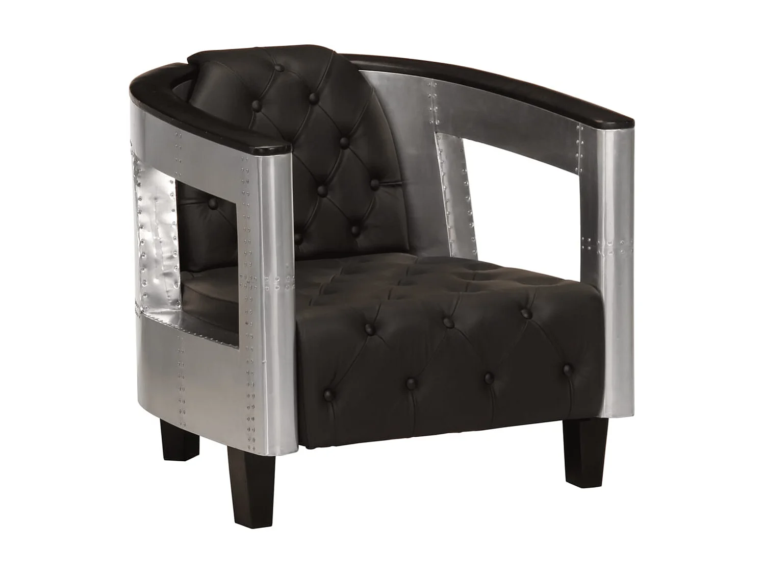 Fauteuil en style d'aviation Noir Cuir véritable