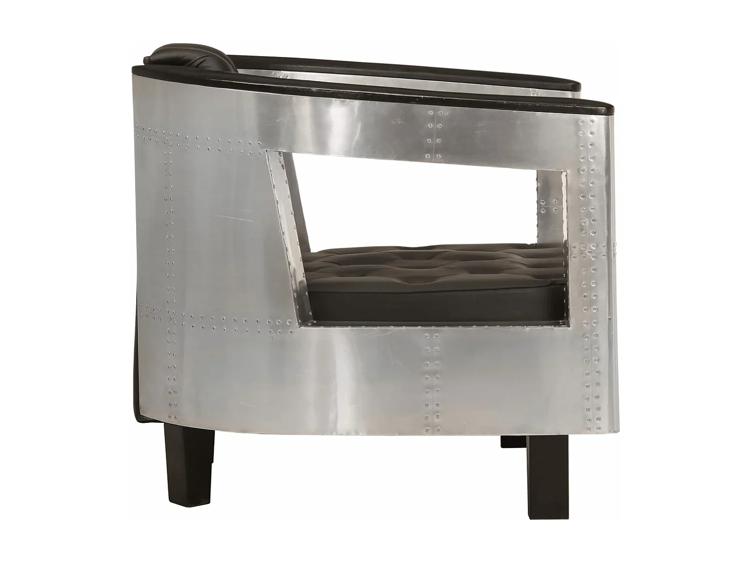 Fauteuil en style d'aviation Noir Cuir véritable