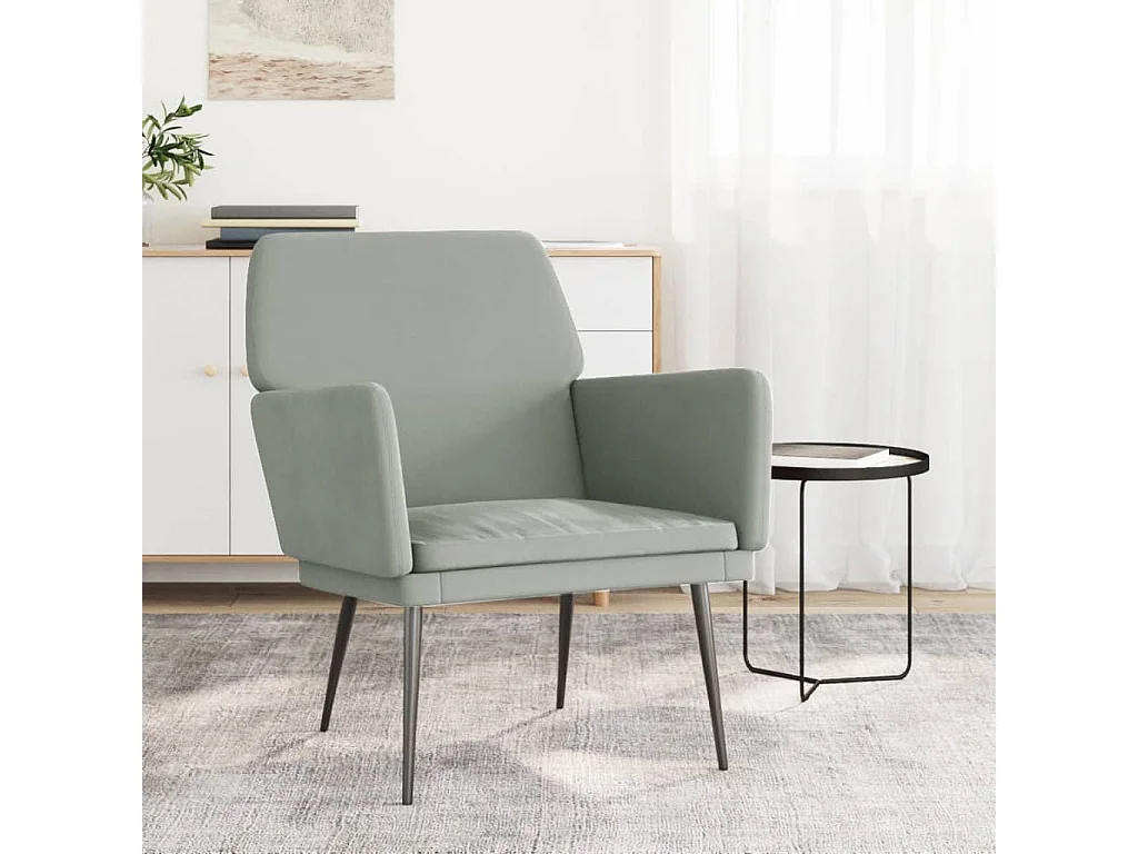 Fauteuil 62x79x79 cm fluweel lichtgrijs