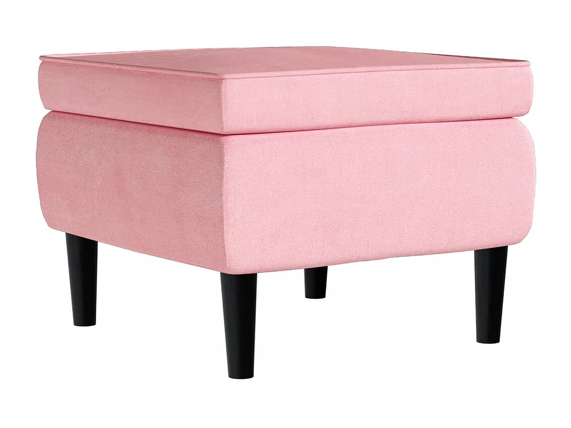 Fauteuil à oreilles avec tabouret rose velours