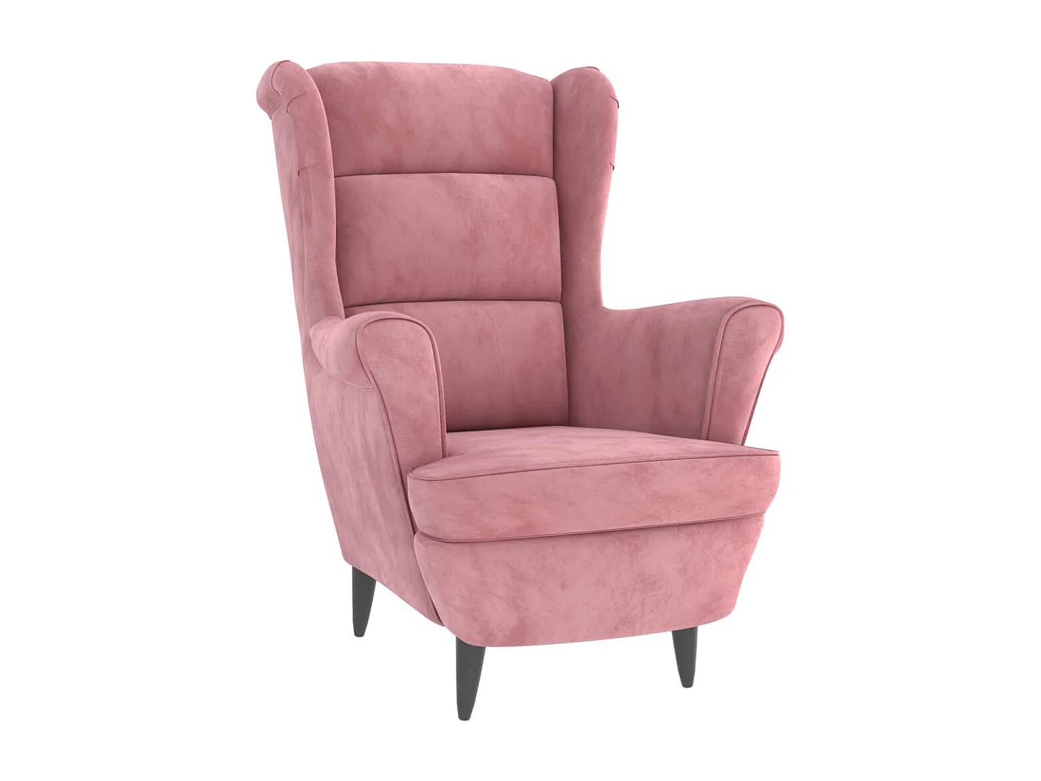 Fauteuil à oreilles avec tabouret rose velours