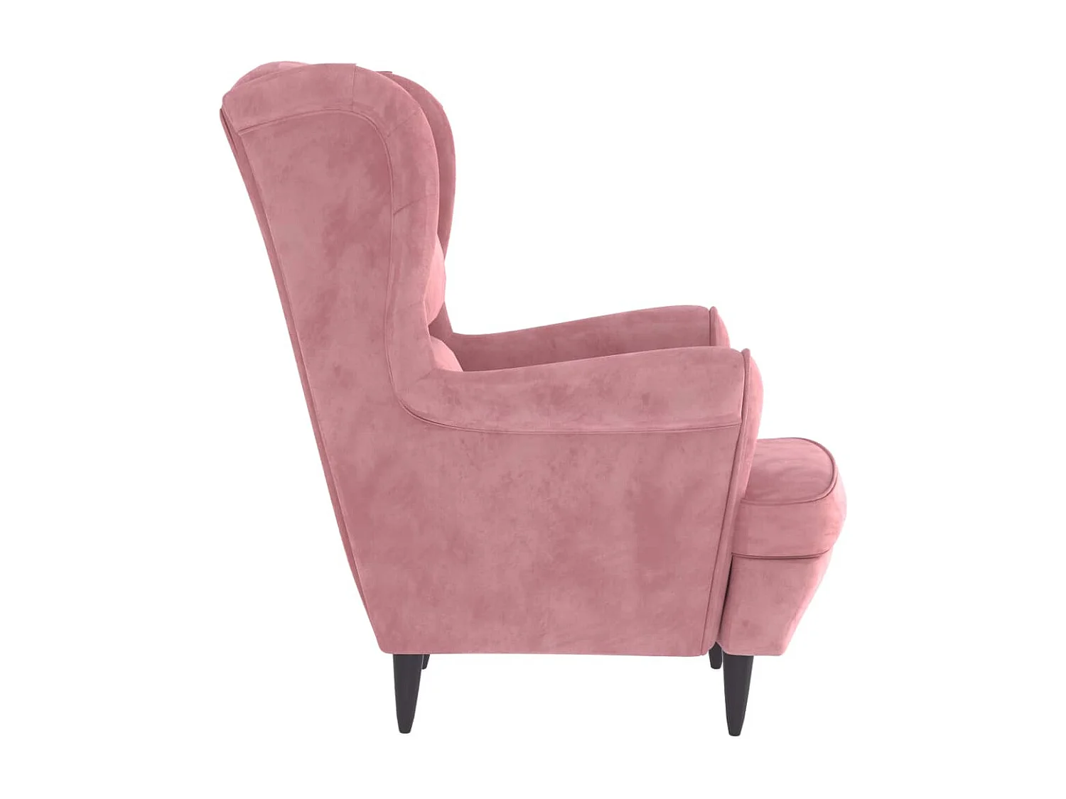 Fauteuil à oreilles avec tabouret rose velours