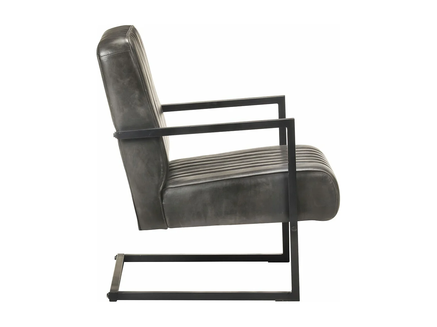 Fauteuil cantilever Gris Cuir véritable