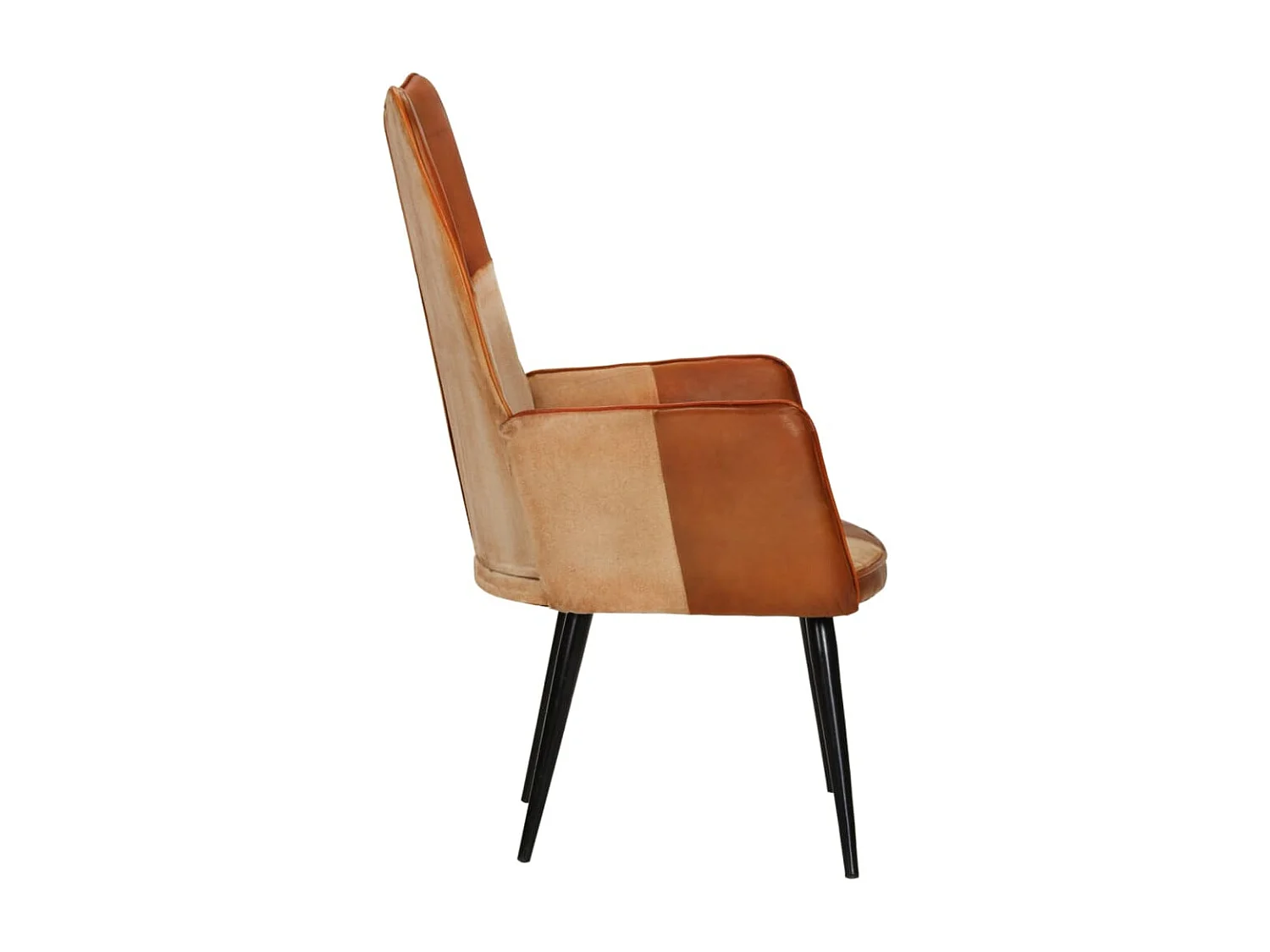 Fauteuil à oreilles Marron et crème Cuir véritable
