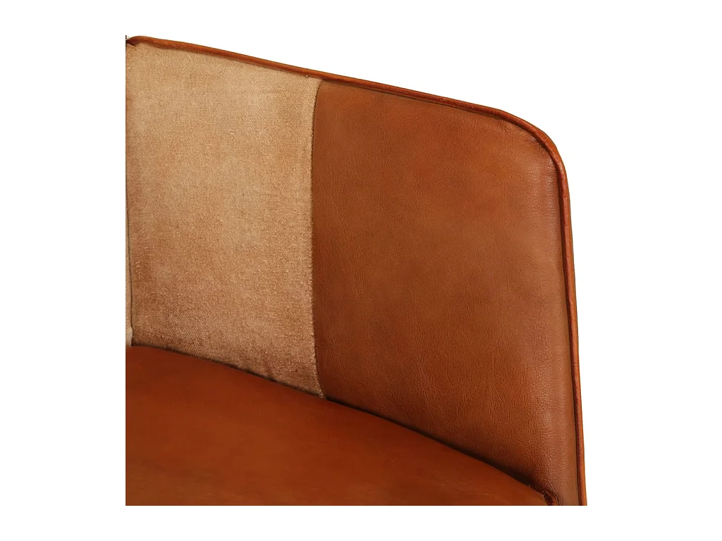 Fauteuil à oreilles Marron et crème Cuir véritable