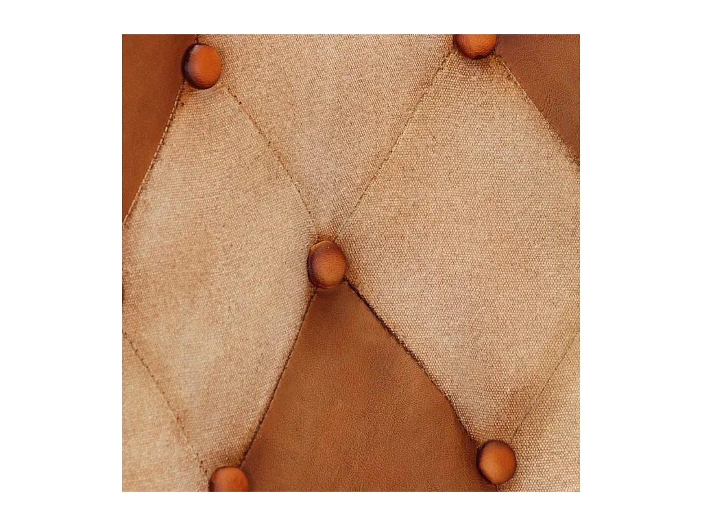 Fauteuil à oreilles Marron et crème Cuir véritable