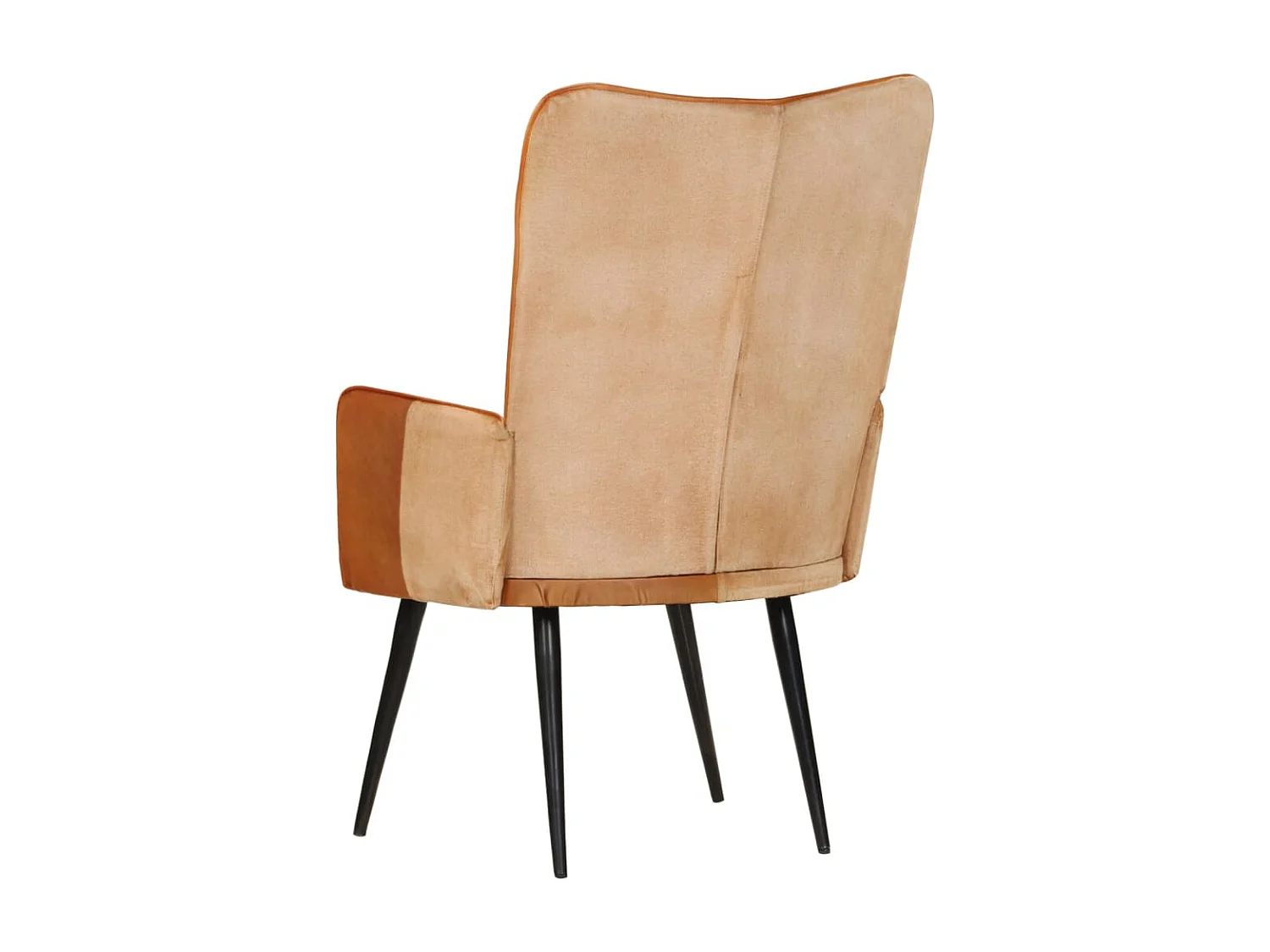 Sillón orejero cuero auténtico marrón y crema