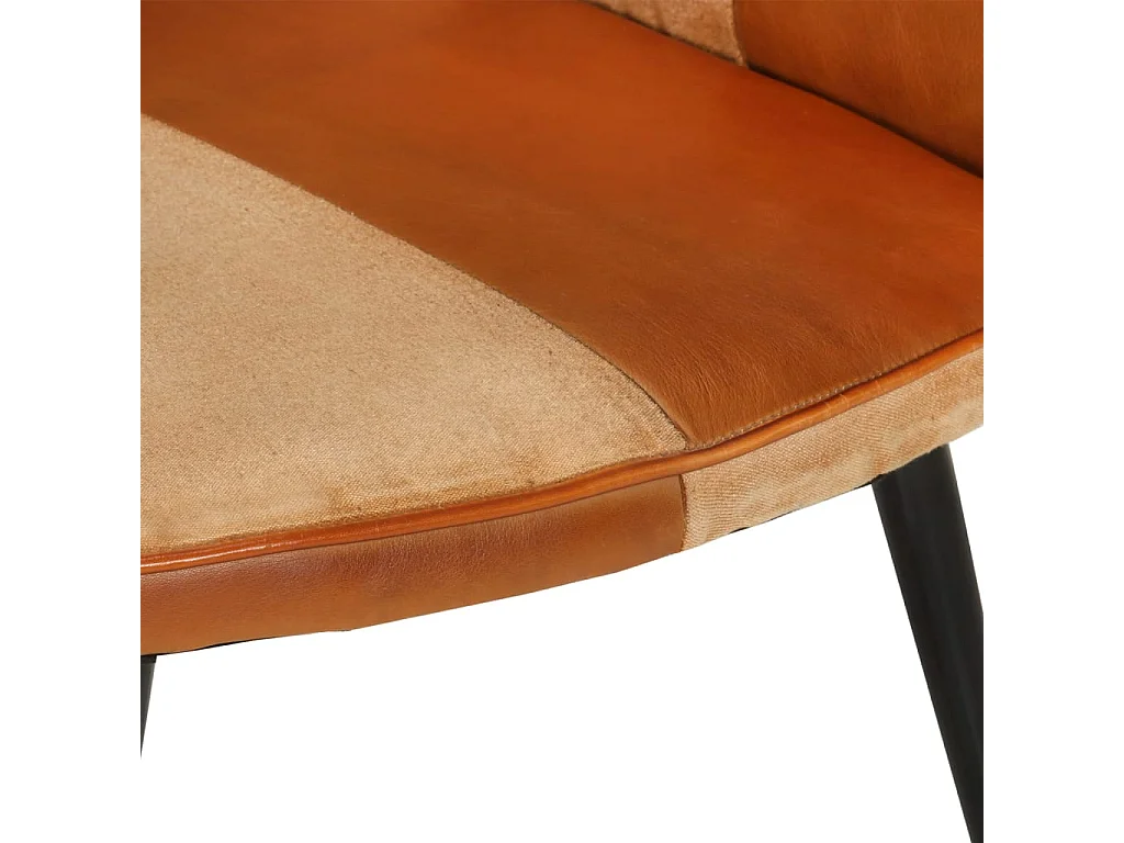 Fauteuil à oreilles Marron et crème Cuir véritable