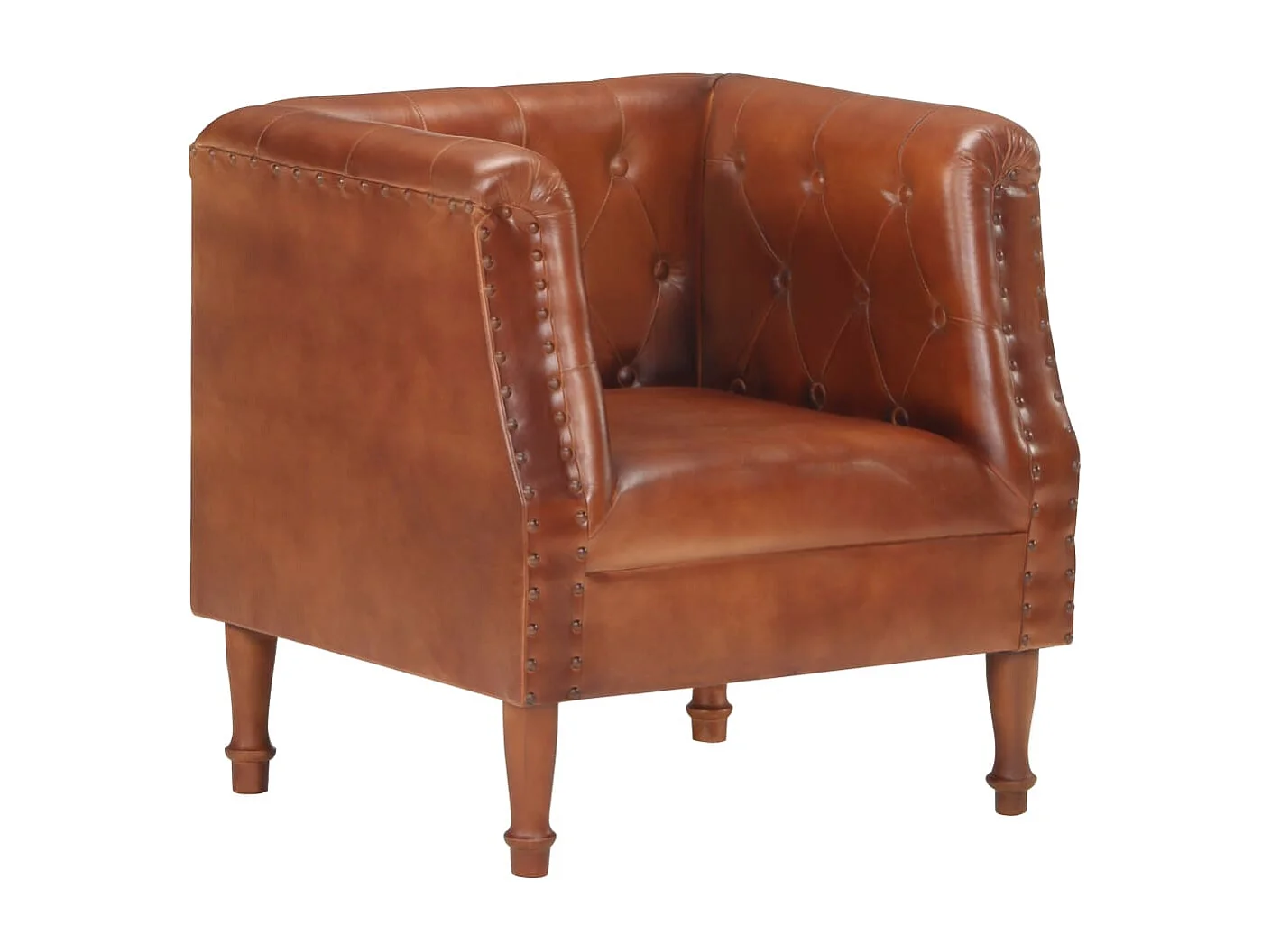 Sillón de cuero auténtico marrón