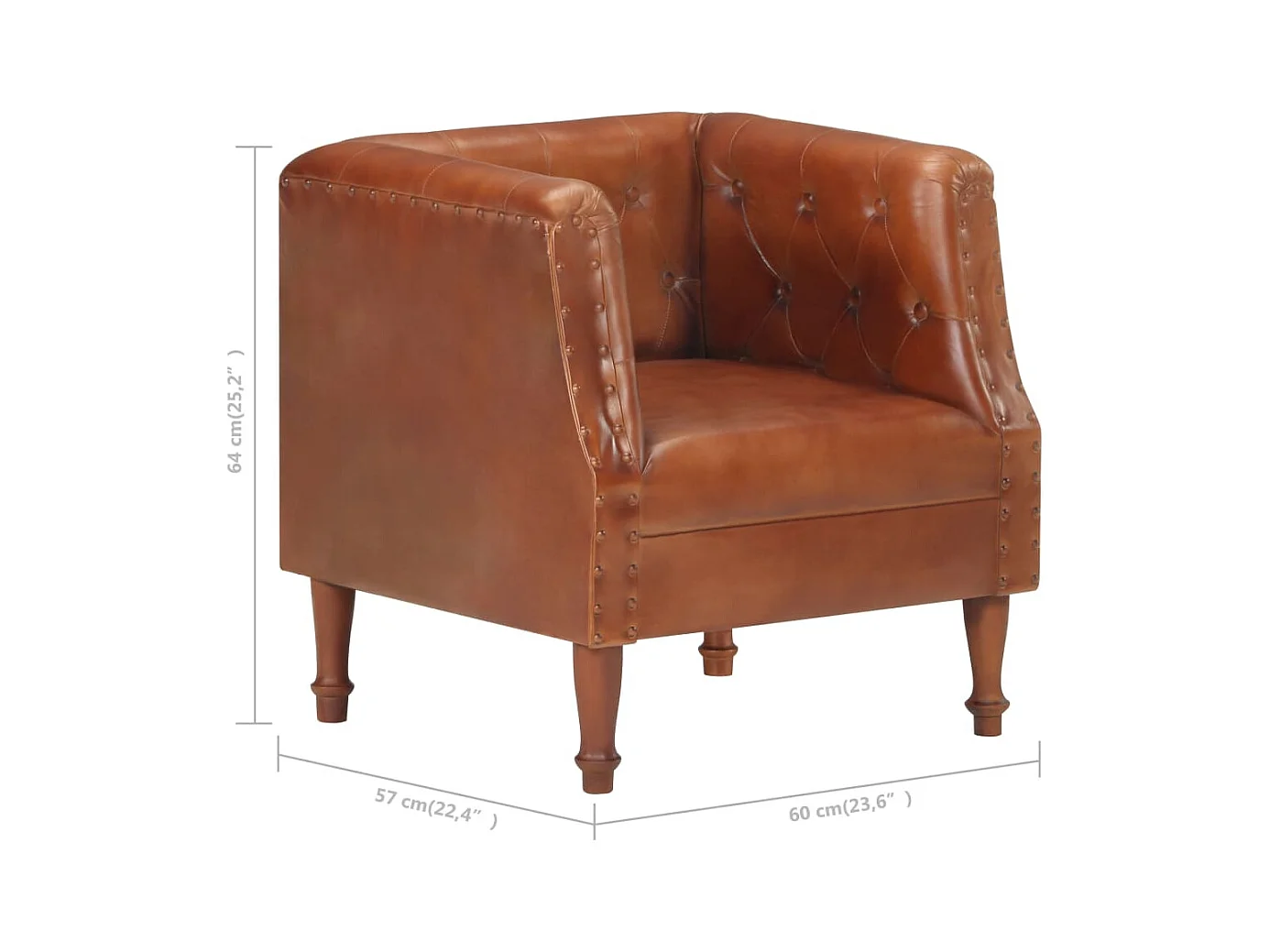 Poltrona couro genuíno castanho