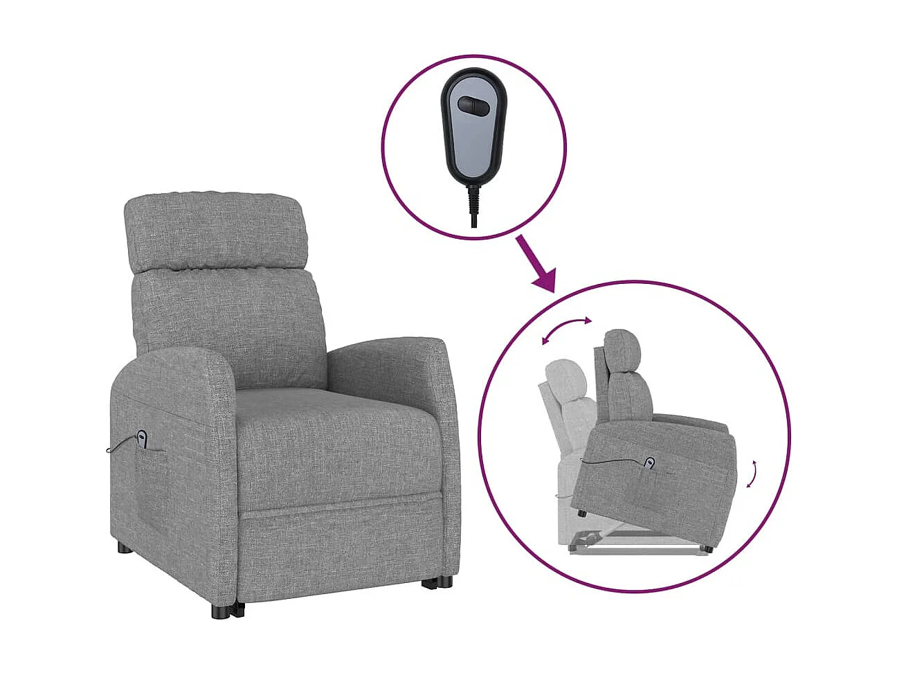 Fauteuil Gris clair Tissu