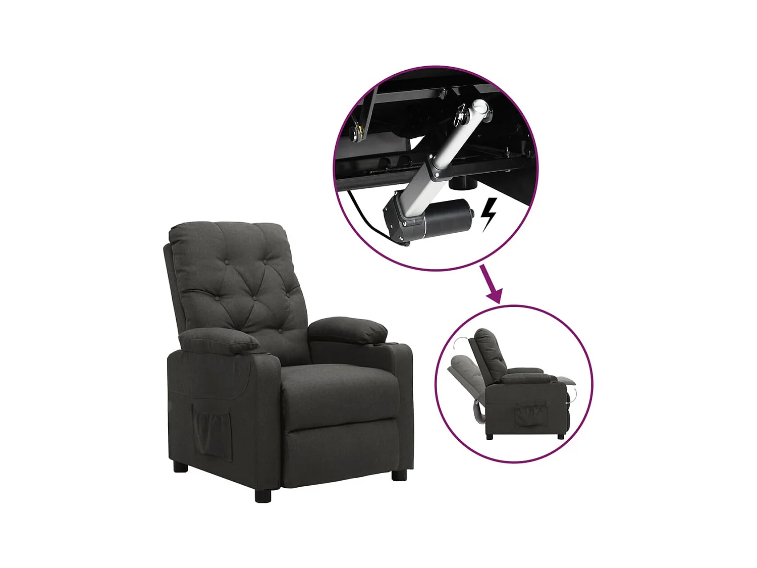 Fauteuil Gris foncé Tissu
