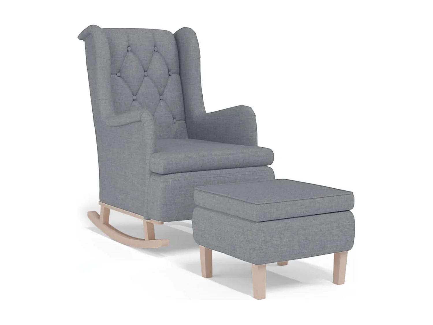 Fauteuil avec pieds à bascule et tabouret Gris clair Tissu