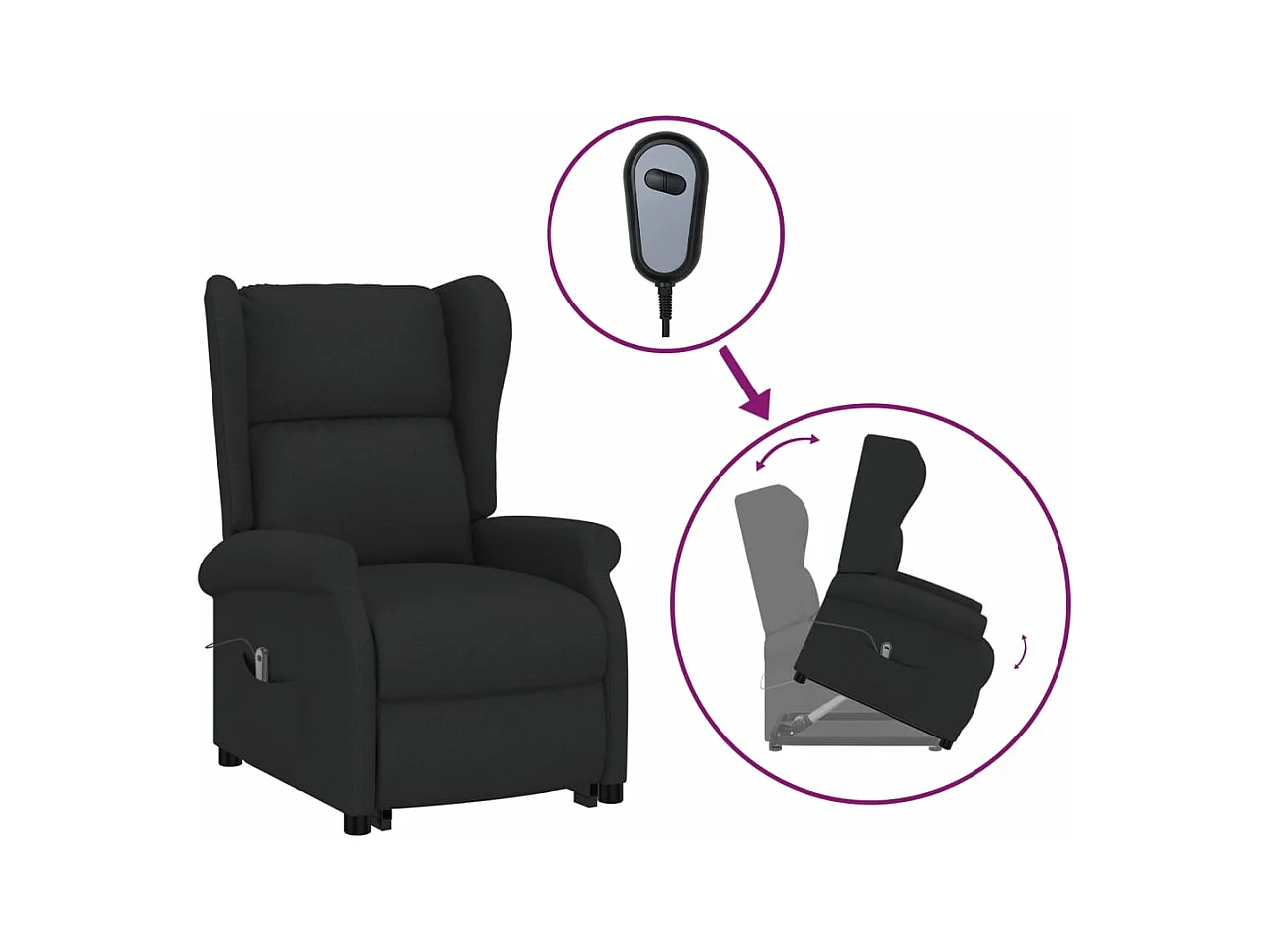 Sillón elevable tela negro