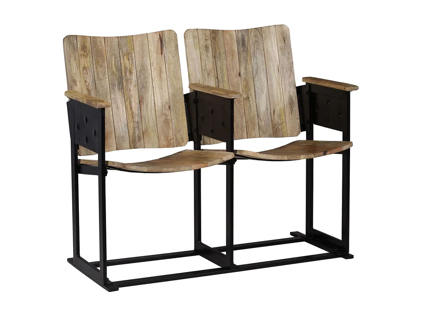 Fauteuil à 2 places Bois de manguier massif et acier