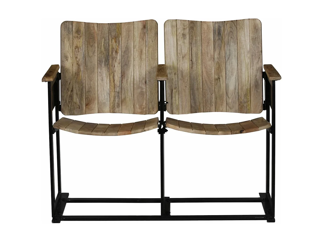 Fauteuil à 2 places Bois de manguier massif et acier