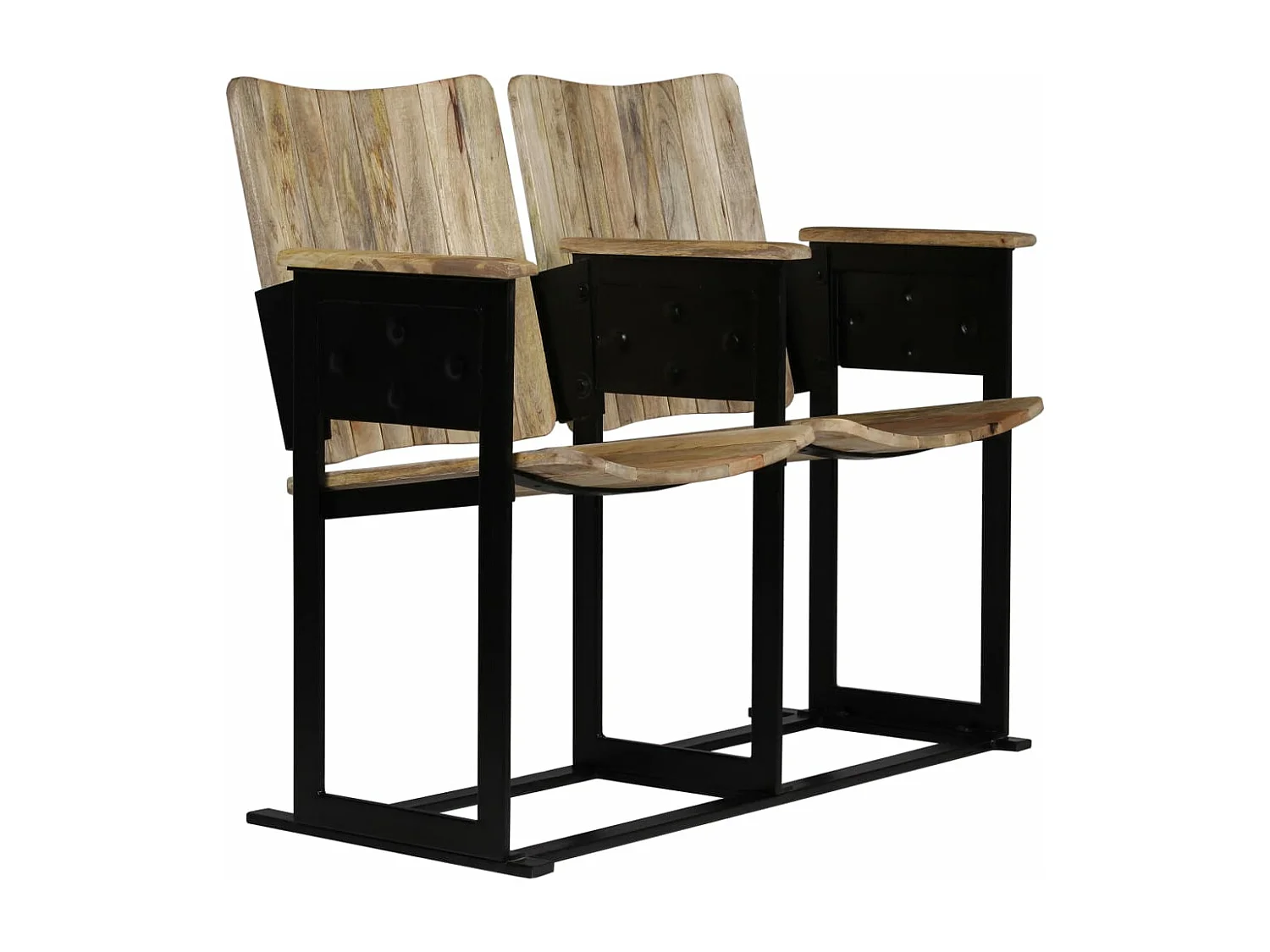 Fauteuil à 2 places Bois de manguier massif et acier