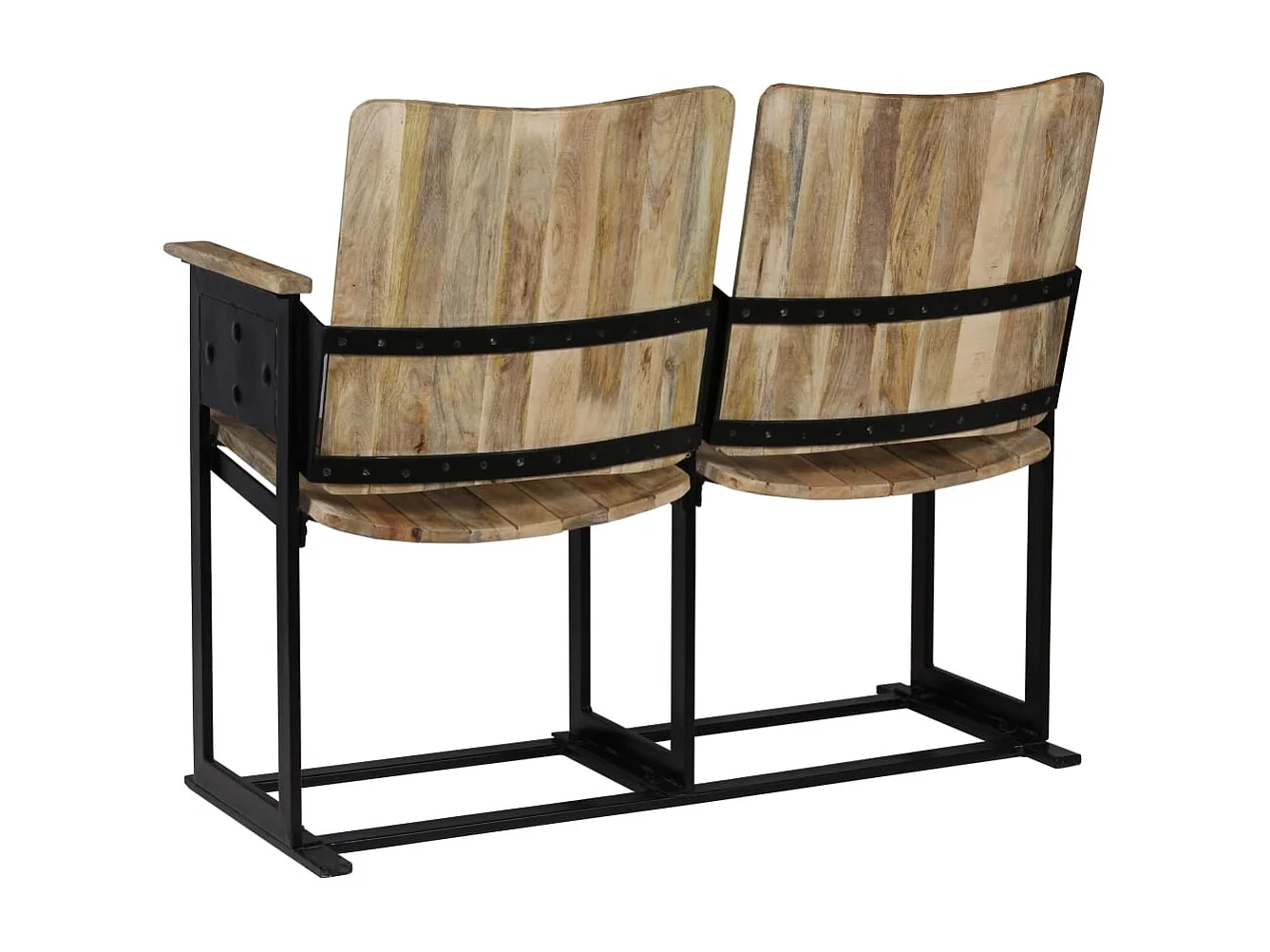 Fauteuil à 2 places Bois de manguier massif et acier