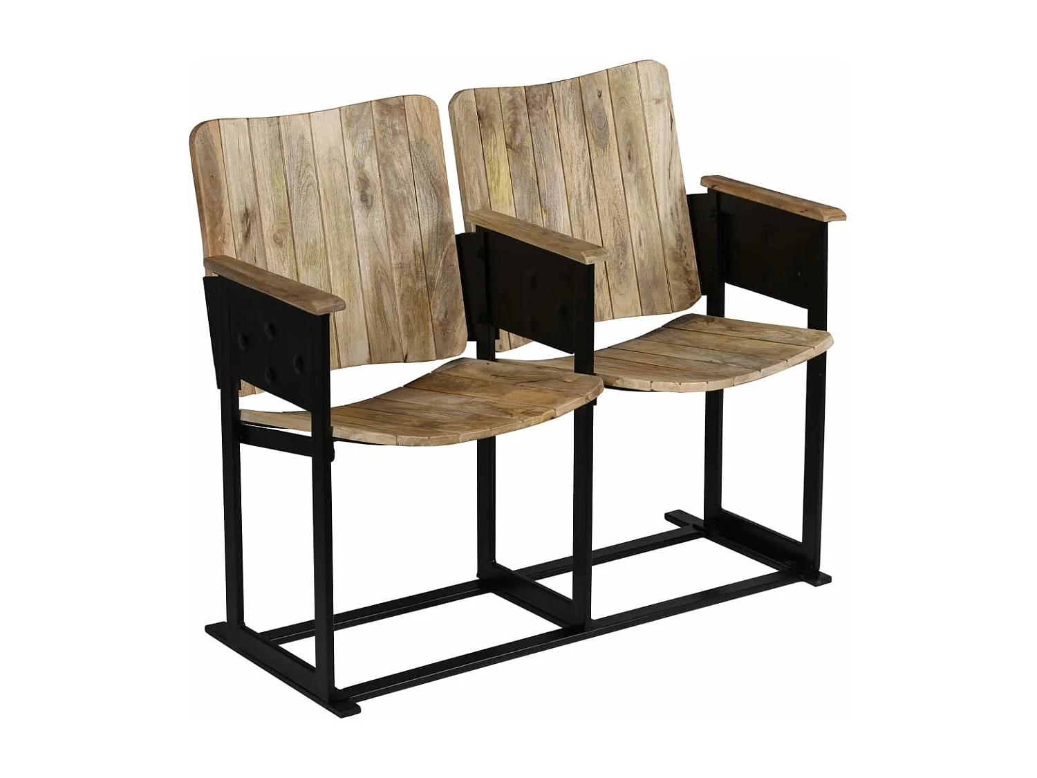 Fauteuil à 2 places Bois de manguier massif et acier