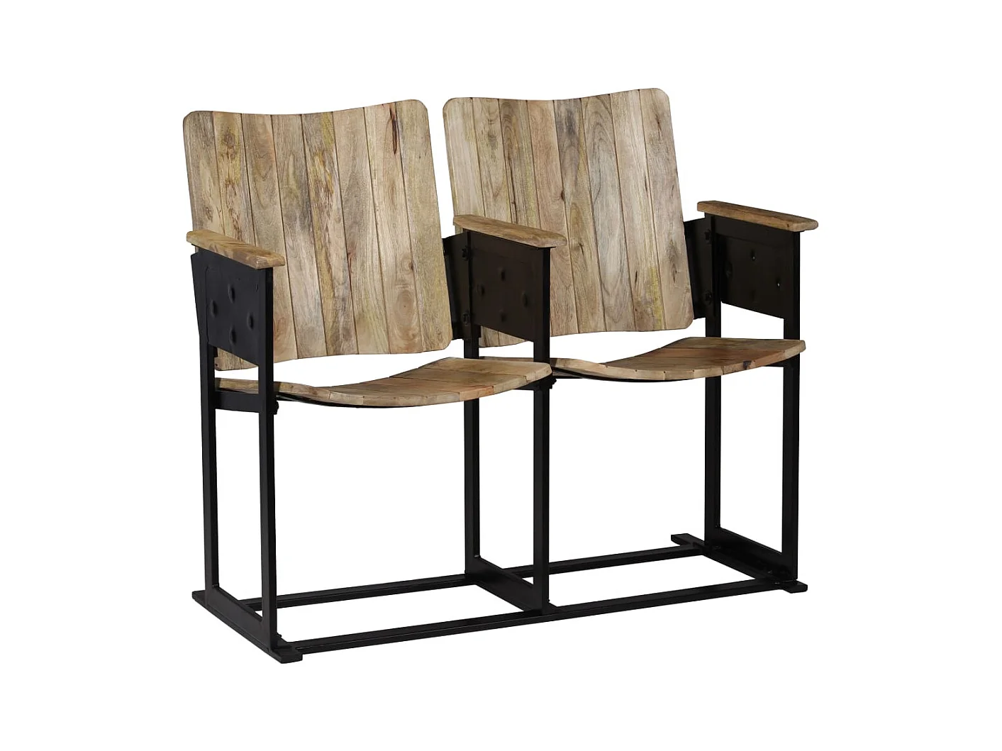Fauteuil à 2 places Bois de manguier massif et acier
