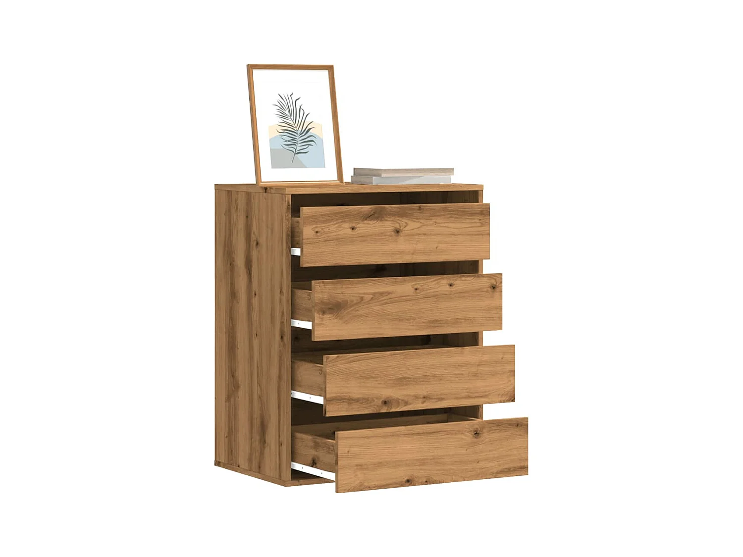 Commode d'angle chêne artisanal 60x41x76 cm bois d'ingénierie