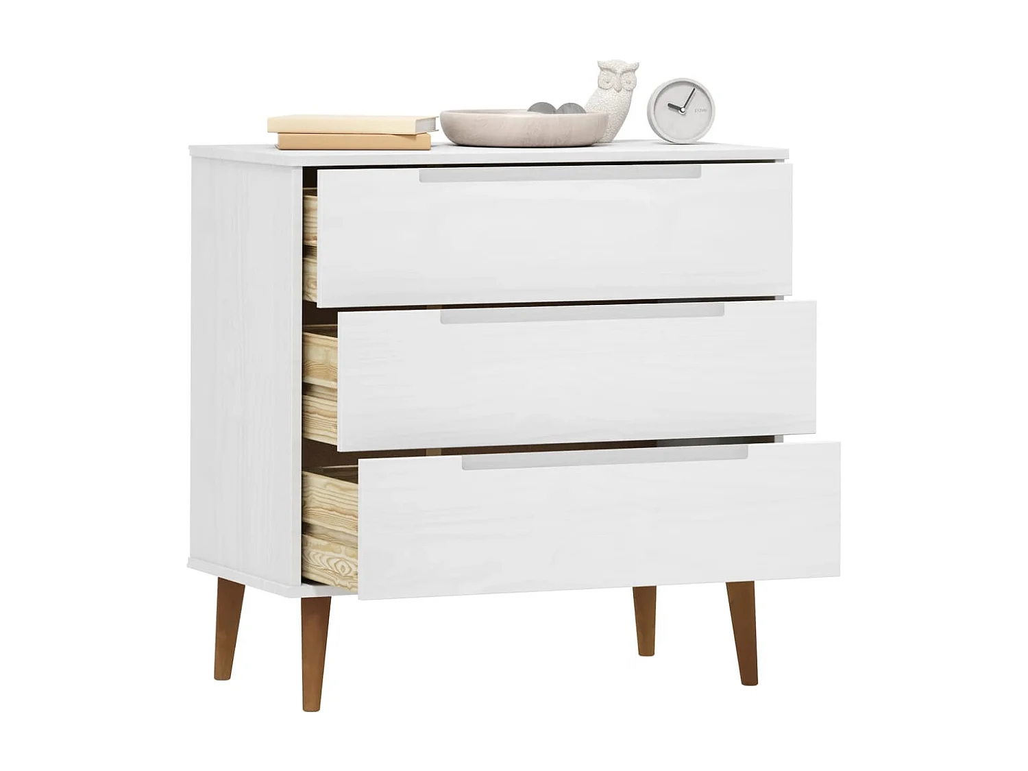 MOLDE Kommode Weiß 80x40x80 cm Massives Kiefernholz